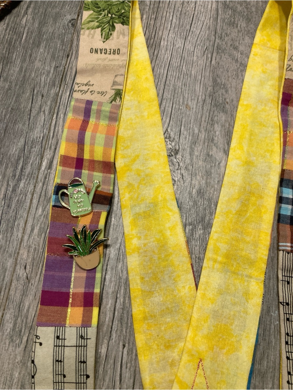 Yellow Patchwork  Suspender Straps - Picture 2 of 3